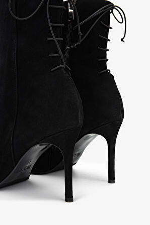 Valmenti Kadın . Siyah Süet Topuklu Bot 1052 285 BN BOT SK24-25 SIYAH SUET