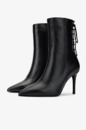 Valmenti Kadın . Siyah Deri Topuklu Bot 1052 285 BN BOT SK24-25 SIYAH DR