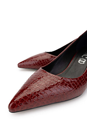 Tamer Tanca Kadın Hakiki Deri Bordo Stiletto Ayakkabı 886 01 BN AYK SK24-25 BORDO FSLY BSK