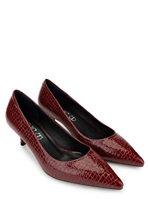 Tamer Tanca Kadın Hakiki Deri Bordo Stiletto Ayakkabı 886 01 BN AYK SK24-25 BORDO FSLY BSK