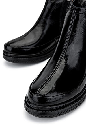 Tamer Tanca Kadın Hakiki Deri Siyah Rugan Casual Bot 599 23005-1 BN BOT SK24-25 SIYAH KRSK RGN