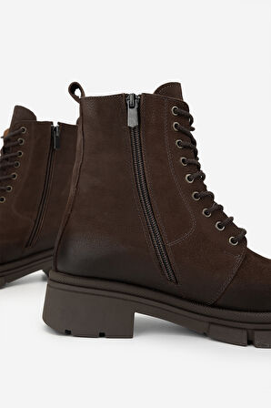 Valmenti Kadın Hakiki Deri Kahverengi Nubuk Casual Bot 599 05 BN BOT SK24-25 KAHVE NBK