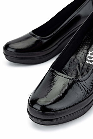 Tamer Tanca Kadın Hakiki Deri Siyah Rugan Casual Ayakkabı 824 6002 BN AYK SK24-25 SYH RGN/SYH DR