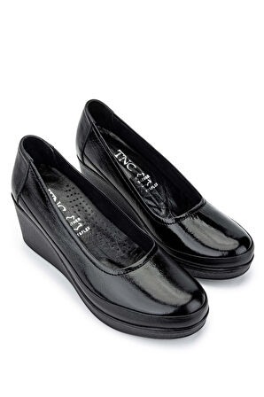 Tamer Tanca Kadın Hakiki Deri Siyah Rugan Casual Ayakkabı 824 6002 BN AYK SK24-25 SYH RGN/SYH DR