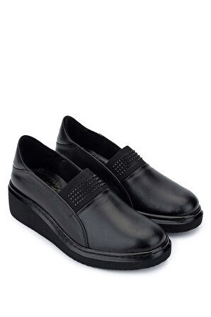 Tamer Tanca Kadın Hakiki Deri Siyah Deri Casual Ayakkabı 824 155-1 BN AYK SK24-25 SIYAH DR