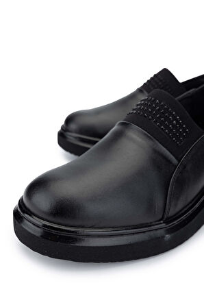 Tamer Tanca Kadın Hakiki Deri Siyah Deri Casual Ayakkabı 824 155-1 BN AYK SK24-25 SIYAH DR