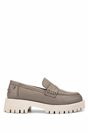 Tamer Tanca Kadın Hakiki Deri Vizon Floter Loafer Ayakkabı 1054 04 BN AYK SK24-25 VIZON FLTR