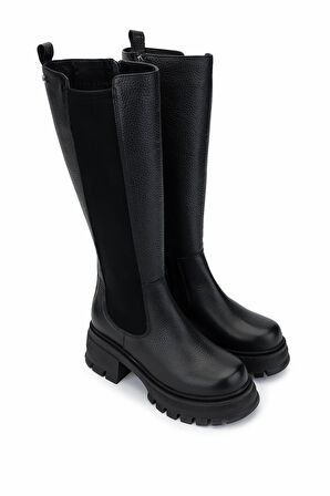 Tamer Tanca Kadın Hakiki Deri Siyah Floter Casual Çizme 1054 10 BN CZM SK24-25 SIYAH FLTR