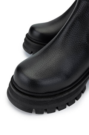 Tamer Tanca Kadın Hakiki Deri Siyah Floter Casual Çizme 1054 10 BN CZM SK24-25 SIYAH FLTR