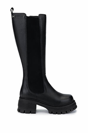 Tamer Tanca Kadın Hakiki Deri Siyah Floter Casual Çizme 1054 10 BN CZM SK24-25 SIYAH FLTR