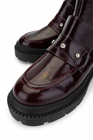 Tamer Tanca Kadın Hakiki Deri Bordo Rugan Casual Bot 1054 8000 BN BOT SK24-25 BORDO RGN