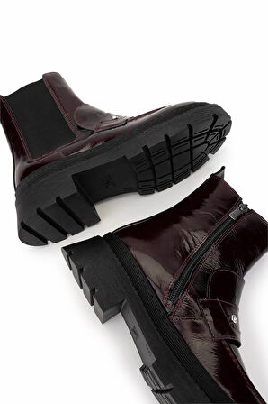 Tamer Tanca Kadın Hakiki Deri Bordo Rugan Casual Bot 1054 8000 BN BOT SK24-25 BORDO RGN