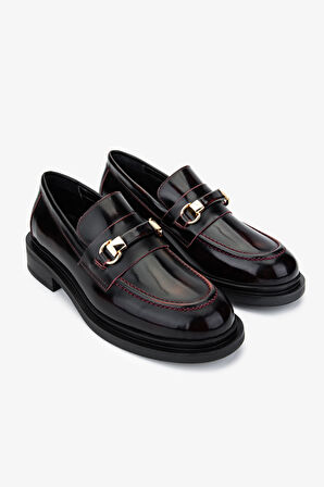 Valmenti Kadın Bordo Loafer Ayakkabı 858 01 BN AYK SK24-25 BORDO ACMA