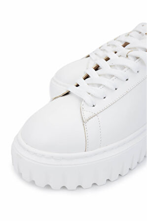 Tamer Tanca Kadın Deri/Suni Beyaz Sneakers & Spor Ayakkabı 1009 05 BN AYK SK24-25 BYZ CILT/TB CILT