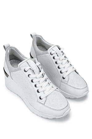 Tamer Tanca Kadın Hakiki Deri Beyaz Sneakers & Spor Ayakkabı 1063 04 BN AYK SK24-25 BEYAZ DR