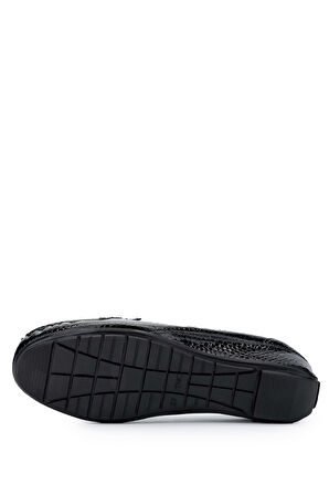 Tamer Tanca Kadın Hakiki Deri Siyah Loafer Ayakkabı 1065 128-06 BN AYK SK24-25 SYH DR/PTK BSK