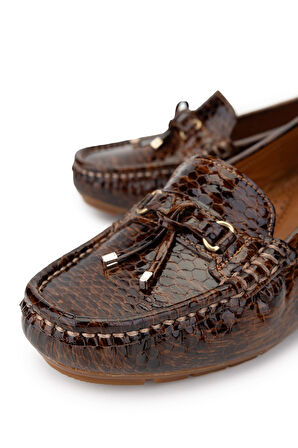 Tamer Tanca Kadın Hakiki Deri Taba Loafer Ayakkabı 1065 128-06 BN AYK SK24-25 TABA DR/PTK BSK