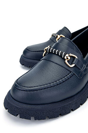 Tamer Tanca Kadın Hakiki Deri Lacivert Loafer Ayakkabı 1065 201-4259 BN AYK SK24-25 LACI DR