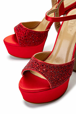 Tamer Tanca Kadın Suni Deri Kırmızı Topuklu Ayakkabı 1065 223-302 BN AYK SK24-25 KIRMIZI SATEN