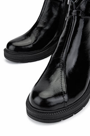 Tamer Tanca Kadın Hakiki Deri Siyah Rugan Casual Bot 1065 164-2720 BN BOT SK24-25 SIYAH KRSK RGN