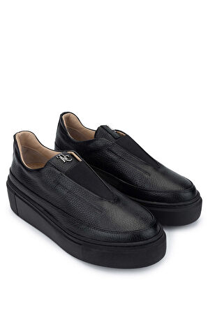 Tamer Tanca Kadın Hakiki Deri Siyah Floter Sneakers & Spor Ayakkabı 937 01 BN AYK SK24-25 SIYAH FLTR
