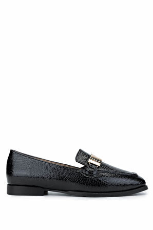 Tamer Tanca Kadın Hakiki Deri Siyah Loafer Ayakkabı 945 11245-1 BN AYK SK24-25 SYH PTK BSK