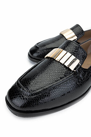 Tamer Tanca Kadın Hakiki Deri Siyah Loafer Ayakkabı 945 11245-1 BN AYK SK24-25 SYH PTK BSK