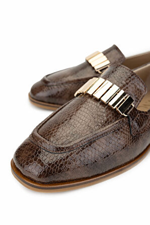 Tamer Tanca Kadın Hakiki Deri Kahverengi Loafer Ayakkabı 945 11245-1 BN AYK SK24-25 KHV PTK BSK