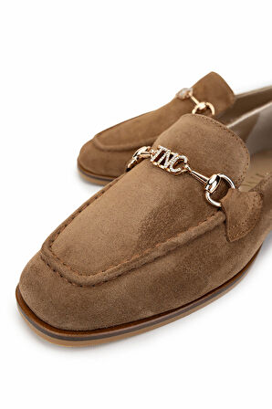 Tamer Tanca Kadın Hakiki Deri Tütün Süet Loafer Ayakkabı 945 131-11114 BN AYK SK24-25 TUTUN SUET