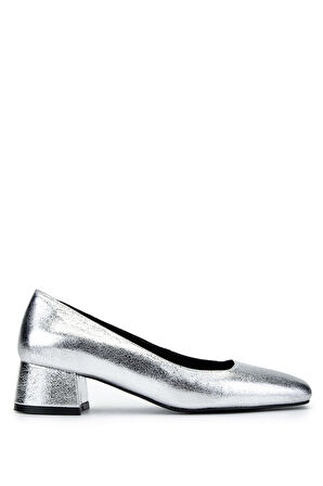 Tamer Tanca Kadın Hakiki Deri Gri Topuklu Ayakkabı 942 011 BN AYK SK24-25 GUMUS