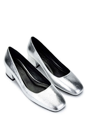 Tamer Tanca Kadın Hakiki Deri Gri Topuklu Ayakkabı 942 011 BN AYK SK24-25 GUMUS