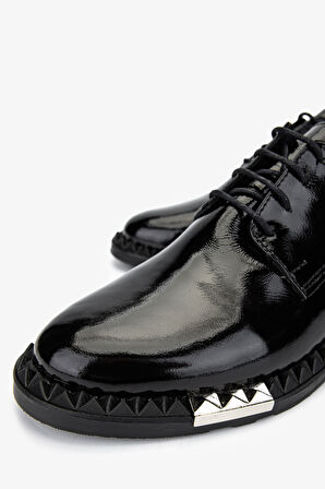 Valmenti Kadın Hakiki Deri Siyah Rugan Casual Ayakkabı 33 7810 BN AYK SK24-25 SIYAH KRSK RGN