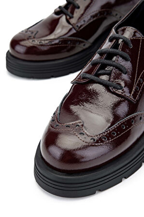 Tamer Tanca Kadın Hakiki Deri Bordo Rugan Casual Ayakkabı 33 2006 BN AYK SK24-25 BORDO RGN