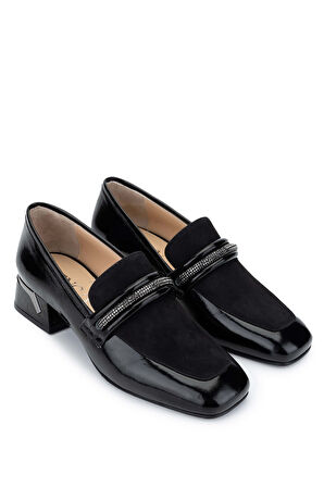 Tamer Tanca Kadın Hakiki Deri Siyah Topuklu Ayakkabı 33 64000 BN AYK SK24-25 SYH RGN/SUET