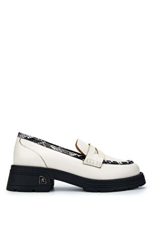 Tamer Tanca Kadın Hakiki Deri Bej Loafer Ayakkabı 33 2000-1 BN AYK SK24-25 BEJ DR/SYH YLN