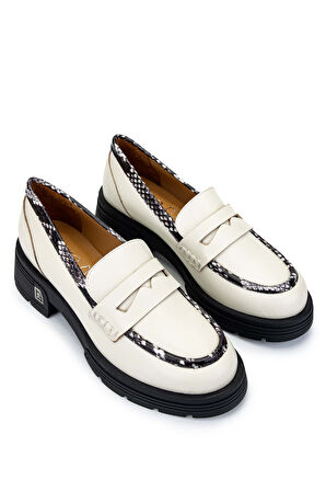 Tamer Tanca Kadın Hakiki Deri Bej Loafer Ayakkabı 33 2000-1 BN AYK SK24-25 BEJ DR/SYH YLN