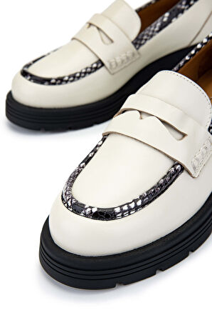 Tamer Tanca Kadın Hakiki Deri Bej Loafer Ayakkabı 33 2000-1 BN AYK SK24-25 BEJ DR/SYH YLN