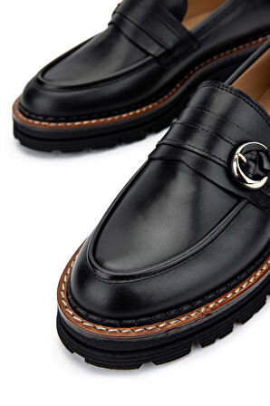 Tamer Tanca Kadın Hakiki Deri Siyah Deri Loafer Ayakkabı 33 4002-1 BN AYK SK24-25 SIYAH DR