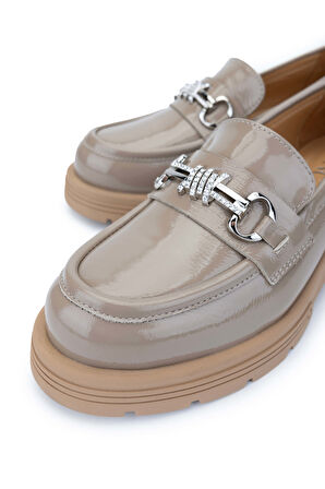 Tamer Tanca Kadın Hakiki Deri Vizon Loafer Ayakkabı 33 2005-1 BN AYK SK24-25 VIZON RGN