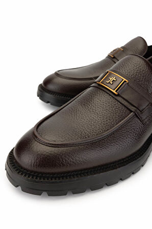 Tamer Tanca Erkek Hakiki Deri Kahverengi Loafer Ayakkabı 205 5864 ERK AYK SK24-25 KAHVE FLTR