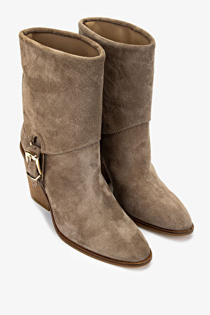 Valmenti Kadın Topuklu Bot 1075 00272-22 BN BOT SK24-25 KUM YRM SUET