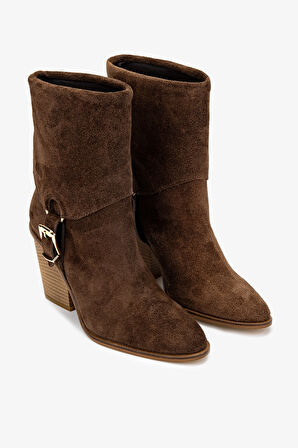 Valmenti Kadın Topuklu Bot 1075 00272-22 BN BOT SK24-25 TUTUN YRM SUET