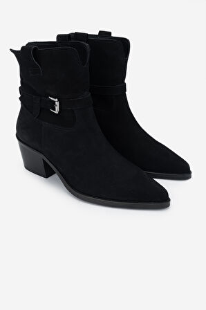 Valmenti Kadın . Siyah Nubuk Topuklu Bot 1075 055172-35 BN BOT SK24-25 SIYAH NBK