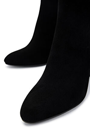 Tamer Tanca Kadın Hakiki Deri Siyah Süet Topuklu Bot 1074 2040 BN BOT SK24-25 SIYAH SUET