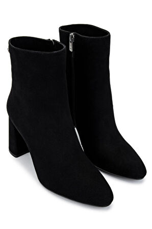 Tamer Tanca Kadın Hakiki Deri Siyah Süet Topuklu Bot 1074 2040 BN BOT SK24-25 SIYAH SUET