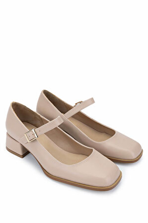 Tamer Tanca Kadın Vegan Bej Topuklu Ayakkabı 1073 3203 BN AYK SK24-25 NUDE CILT