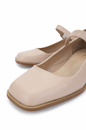 Tamer Tanca Kadın Vegan Bej Topuklu Ayakkabı 1073 3203 BN AYK SK24-25 NUDE CILT