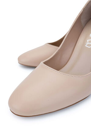 Tamer Tanca Kadın Hakiki Deri Bej Topuklu Ayakkabı 1073 509 BN AYK SK24-25 NUDE DR