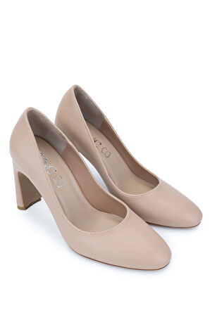 Tamer Tanca Kadın Hakiki Deri Bej Topuklu Ayakkabı 1073 509 BN AYK SK24-25 NUDE DR