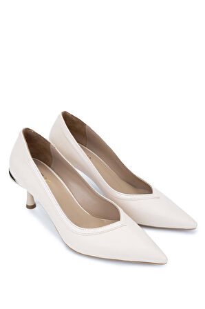 Tamer Tanca Kadın Vegan Bej Topuklu Ayakkabı 1073 3033 BN AYK SK24-25 BEJ CILT